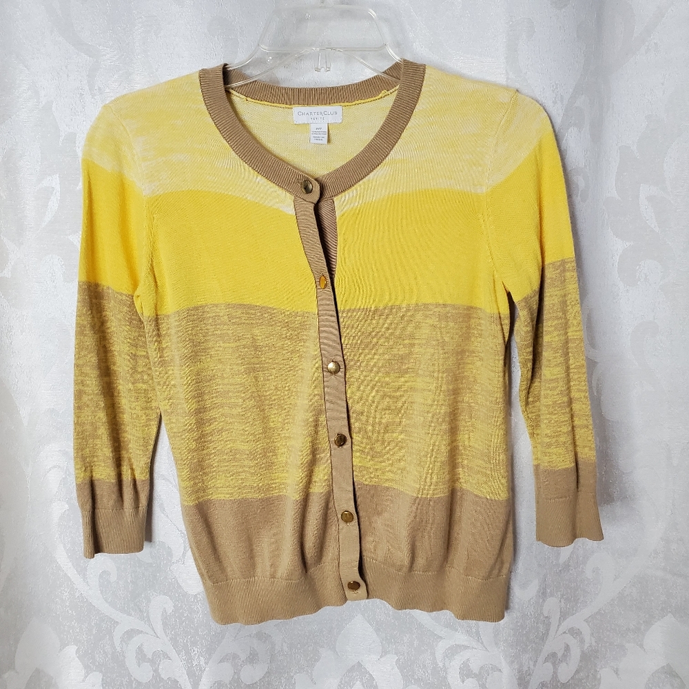 CHARTER CLUB Yellow Cardigan Sweater